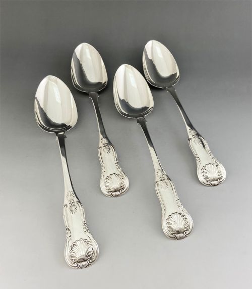 A Fabulous Scottish Set of 4 Kings Pattern Silver Table Spoons