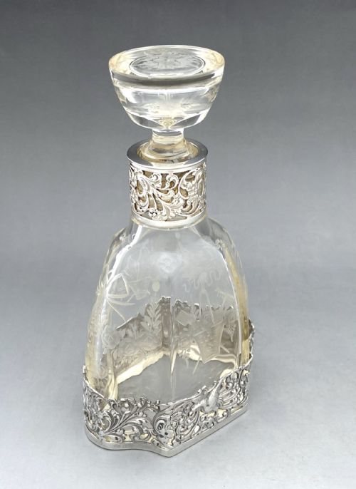 fig 1. An exquisite Dutch silver mounted perfume/ cologne bottle