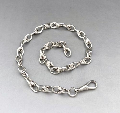 A Useful Edwardian Silver Albert Chain