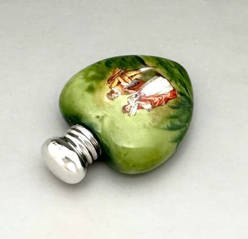 fig 1. An Edwardian Heart Shaped Silver Mounted Scent Bottle