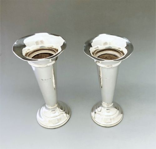 fig 1. A useful pair of George V silver stem vases