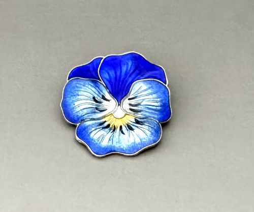 A Beautiful Silver & Enamel Pansy Brooch