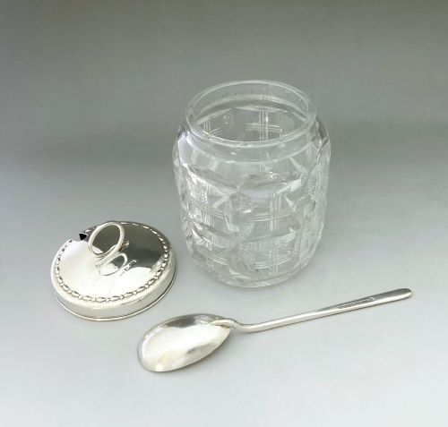 A GORGEOUS SILVER CUT GLASS PRESERVE JAR SPOON - ADDITIONAL PHOTO 5