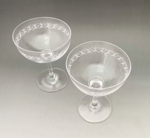 fig 1. An elegant pair of star cut glass champagne bowls