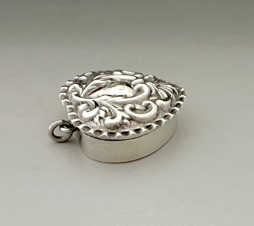 fig 1. A delightful Victorian silver heart shaped pillbox pendant