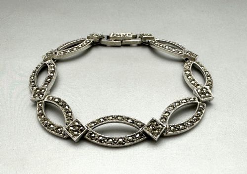 fig 1. A stylish silver & Marcasite Art Deco bracelet