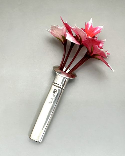 A Delightful George V Silver Buttonhole/ Lapel Flower Holder
