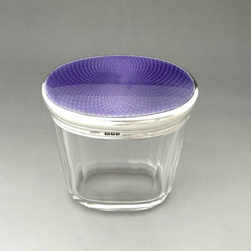 A Gorgeous Silver & Guilloche Enamel Dressing Table Jar