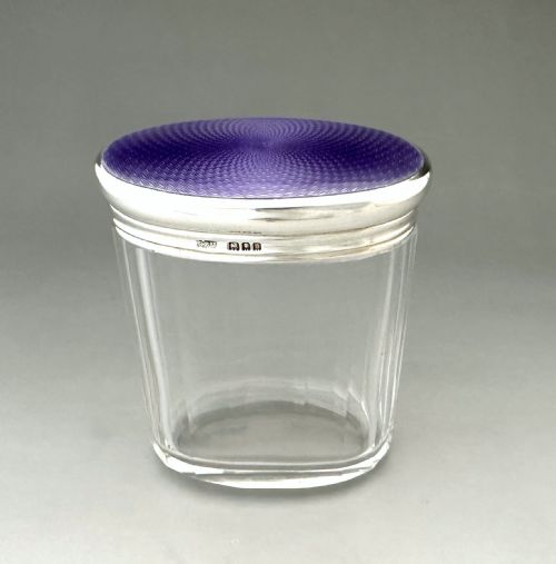 fig 1. A gorgeous silver & guilloche enamel dressing table jar