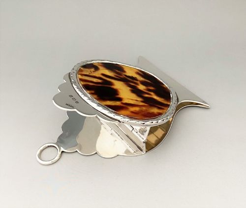 A QUALITY EDWARDIAN SILVER TORTOISESHELL DESK CLIP - ADDITIONAL PHOTO 2