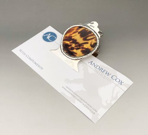 A QUALITY EDWARDIAN SILVER TORTOISESHELL DESK CLIP - ADDITIONAL PHOTO 5