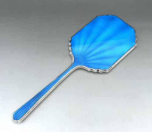 fig 1. A Gorgeous Art Deco Silver & Guilloche Enamel Hand Mirror