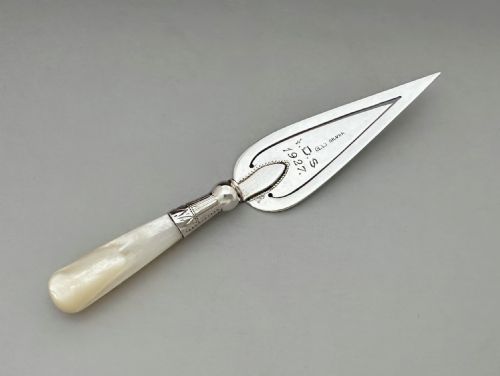 fig 1. A charming large silver & mother-of-pearl bookmark