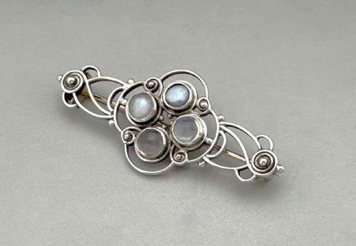 fig 1. A gorgeous early 20th Century silver & moonstone brooch