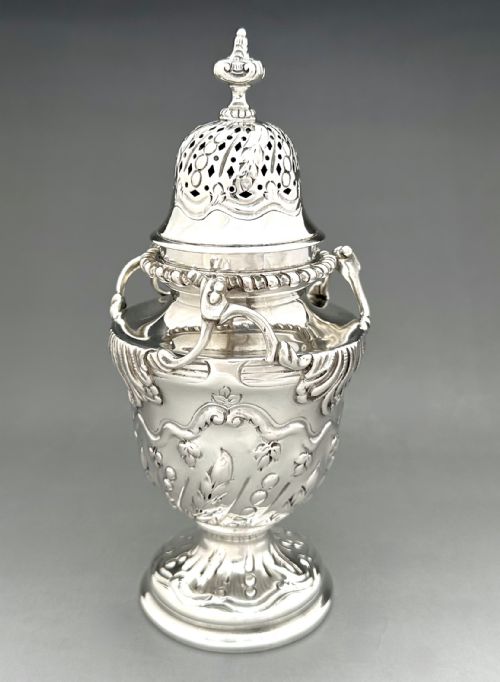 fig 1. A superb silver sugar sifter/ caster by the great William Comyns