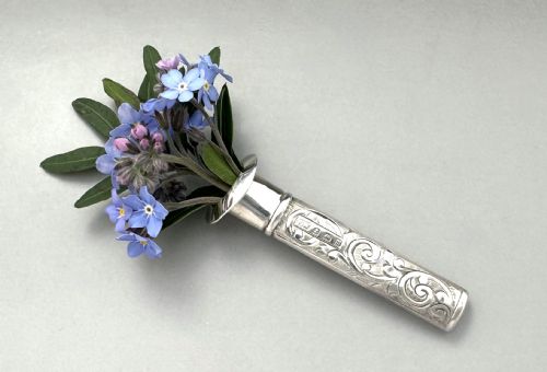 A Delightful George V Silver Buttonhole/ Lapel Flower Holder