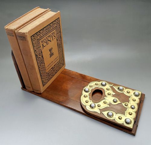 fig 1. An excellent mid Victorian Walnut & Brass Extending Book Slide
