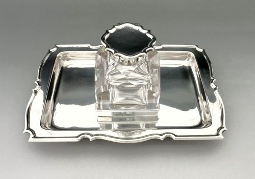 fig 1. A stylish Edwardian silver inkwell & inkstand