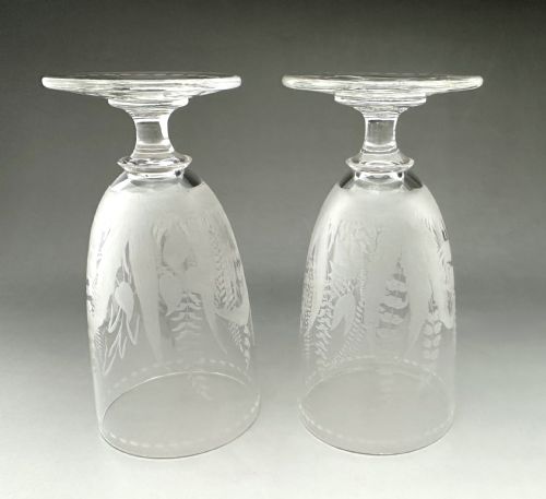 fig 1. A useful pair of Victorian Fern etched glasses