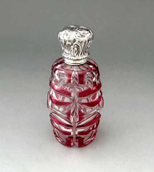 fig 1. A gorgeous silver mounted cut through cranberry scent bottle