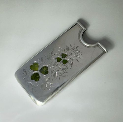 A DELIGHTFUL SILVER CONNEMARA MARBLE CARD CASE - ADDITIONAL PHOTO 1