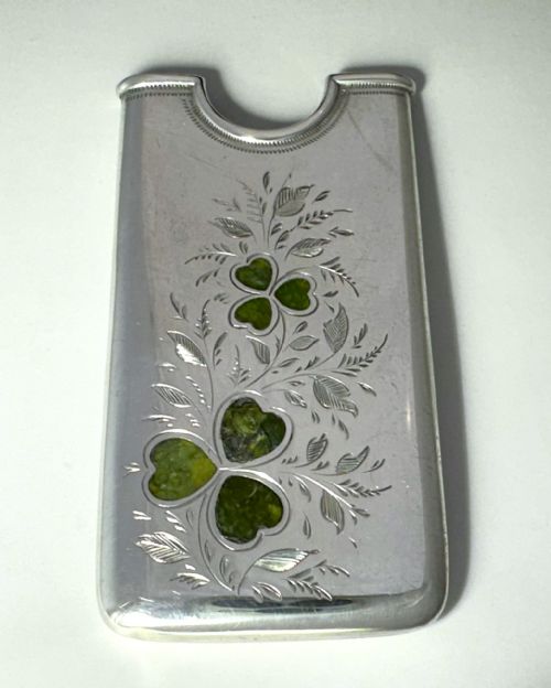 A DELIGHTFUL SILVER CONNEMARA MARBLE CARD CASE - ADDITIONAL PHOTO 6