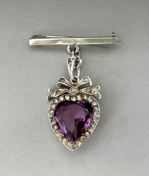 A Beautiful Late 19th Century Silver & Amethyst Brooch
