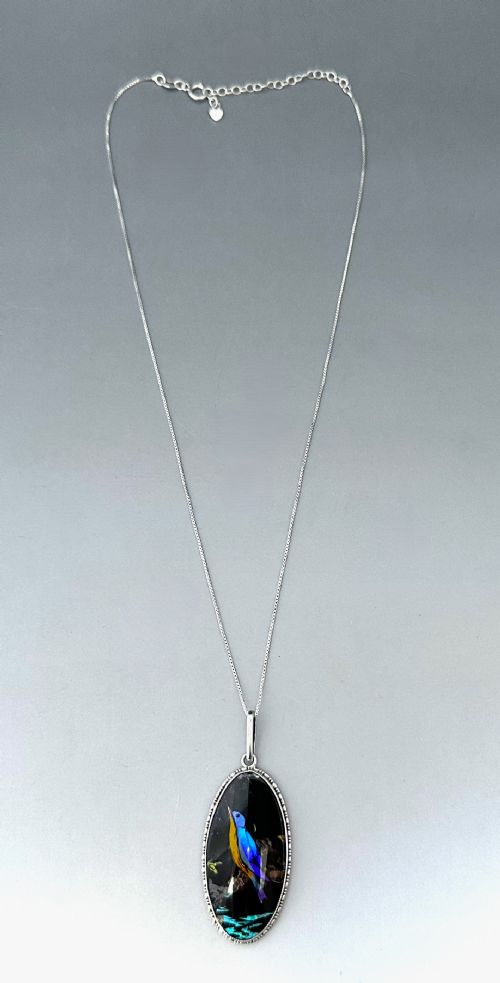 A LOVELY ART DECO SILVER BUTTERFLY WING NECKLACE PENDANT - ADDITIONAL PHOTO 6