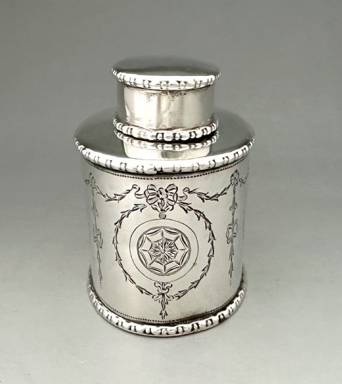 A CHARMING CHESTER SILVER TEA CADDY - ADDITIONAL PHOTO 1