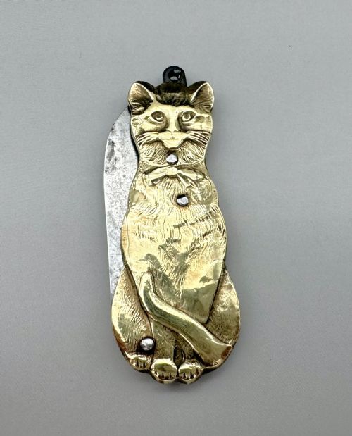 fig 1. A charming Victorian novelty brass Cat penknife