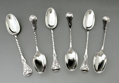 fig 1. An excellent set of 6 Scottish Provincial silver teaspoons