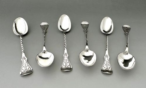 fig 2. An excellent set of 6 Scottish Provincial silver teaspoons