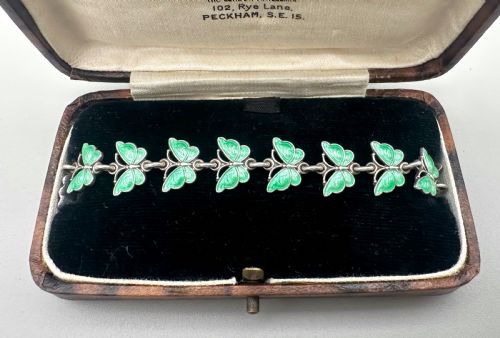 fig 1. A Gorgeous Danish silver & enamel butterfly bracelet