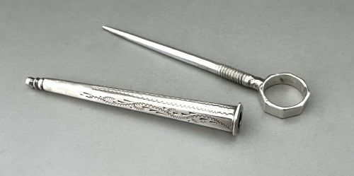 A CHARMING DUTCH SILVER SEWING AWL