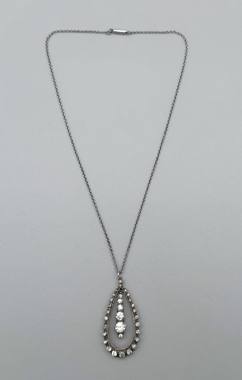A LOVELY VICTORIAN SILVER TEARDROP NECKLACE PENDANT - ADDITIONAL PHOTO 1