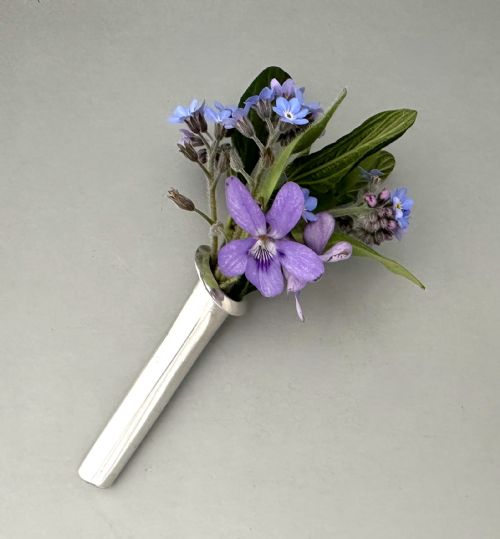 A Delightful George V Silver Buttonhole/ Lapel Flower Holder