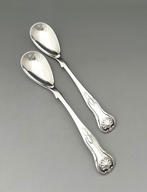A Useful Pair of Scottish Silver Mustard Spoons by Hamilton & Inches
