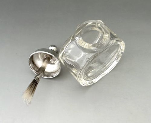 AN EXCELLENT SILVER MOUNTED CUT GLASS GLUE POT - ADDITIONAL PHOTO 3
