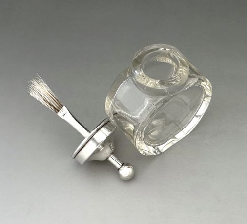 AN EXCELLENT SILVER MOUNTED CUT GLASS GLUE POT - ADDITIONAL PHOTO 5
