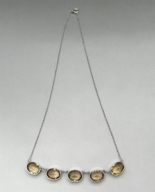 A GORGEOUS EARLY 20TH CENTURY SILVER CITRINE NECKLACE - ADDITIONAL PHOTO 1
