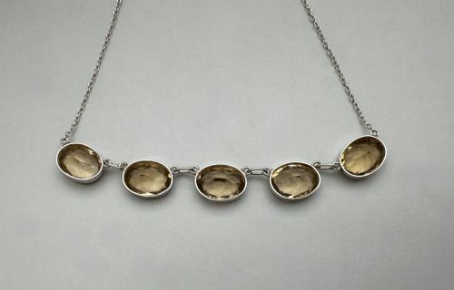 A GORGEOUS EARLY 20TH CENTURY SILVER CITRINE NECKLACE - ADDITIONAL PHOTO 2