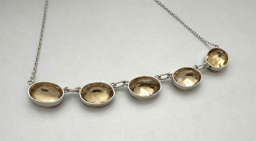 A GORGEOUS EARLY 20TH CENTURY SILVER CITRINE NECKLACE - ADDITIONAL PHOTO 3