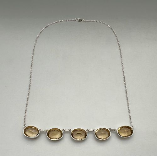 A GORGEOUS EARLY 20TH CENTURY SILVER CITRINE NECKLACE - ADDITIONAL PHOTO 4