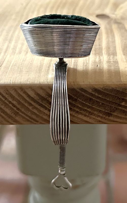 A rare 19th Century Dutch silver sewing clamp with pin cushion View XI