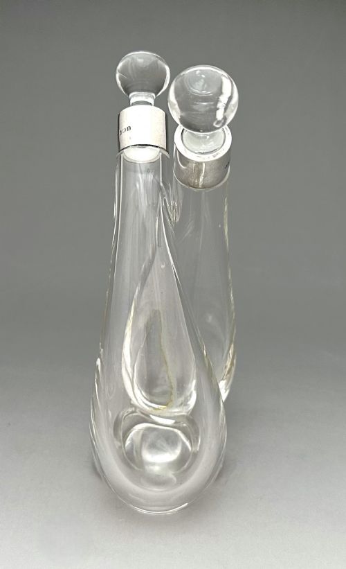 fig 1. A George V silver mounted oil & vinegar duo