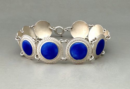 A Stylish Art Deco Silver & Enamel Bracelet