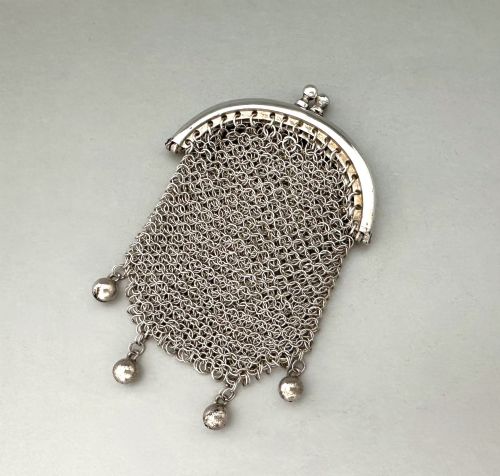 A Petite French Silver Chain Link Cocktail Purse
