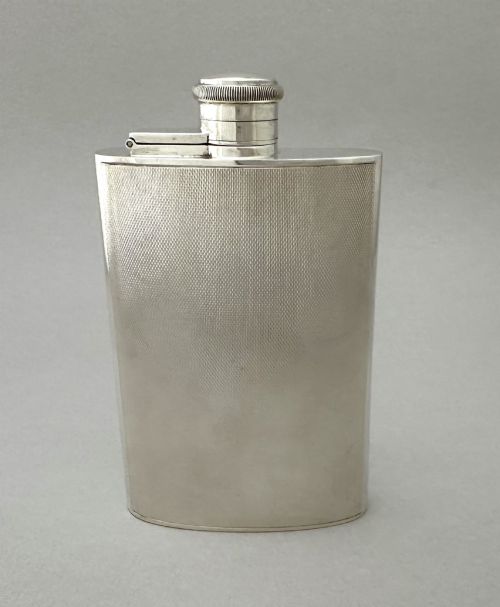 A Handsome Art Deco Silver Hip Flask