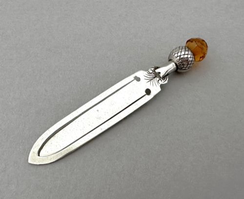 A Lovely Silver Bookmark with an Amber Thistle Terminal