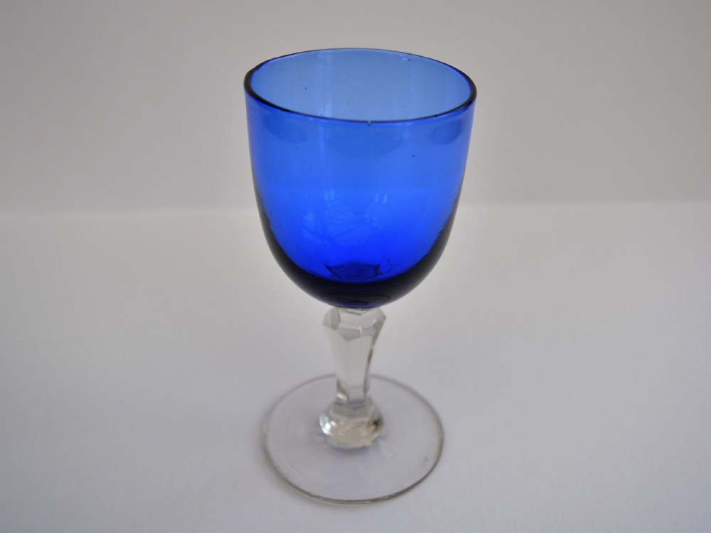 A beautiful Bristol blue late Victorian wine glass